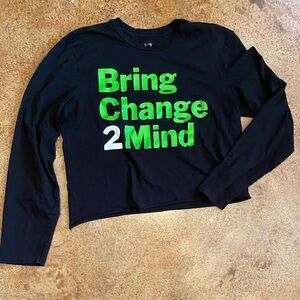 Armani Exchange‎ black long sleeve cropped tee top